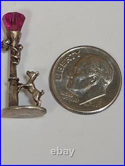 Sterling Silver LAMP POST Charm DOG & CAT VERY RARE DETAIL VINTAGE