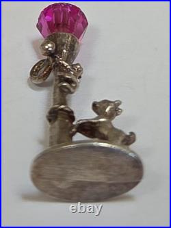 Sterling Silver LAMP POST Charm DOG & CAT VERY RARE DETAIL VINTAGE