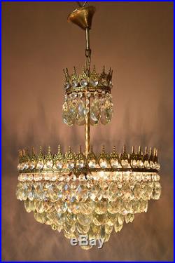 Super Home Lamp-1950's Antique French Vintage Crystal Chandelier-Lighting Parts