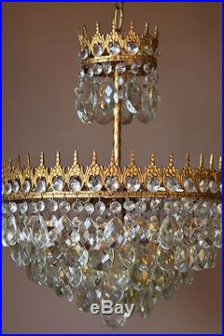 Super Home Lamp-1950's Antique French Vintage Crystal Chandelier-Lighting Parts
