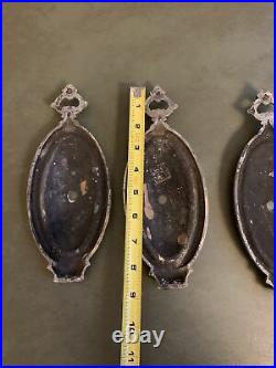 Three Antique Wall Sconce Back Plates Light Lamp Parts Restore SOC29