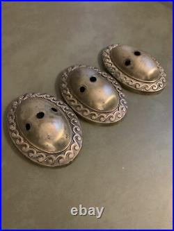 Three Antique Wall Sconce Brass Nickel Back Plates Light Lamp Parts Restore G69