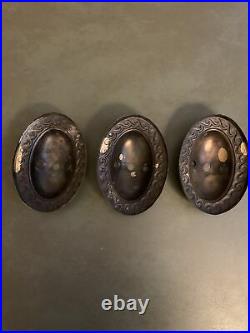 Three Antique Wall Sconce Brass Nickel Back Plates Light Lamp Parts Restore G69