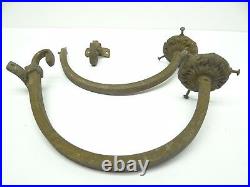 Two Antique Old Brass Metal Gas Lamp Electric Wall Sconce Arms Lighting Parts