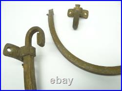 Two Antique Old Brass Metal Gas Lamp Electric Wall Sconce Arms Lighting Parts