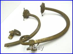 Two Antique Old Brass Metal Gas Lamp Electric Wall Sconce Arms Lighting Parts