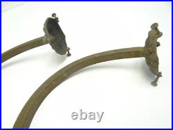 Two Antique Old Brass Metal Gas Lamp Electric Wall Sconce Arms Lighting Parts