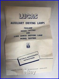 Two-Vintage 1940s Newithbox Lucas Fog Lamps/Long Range Driving Lamps SFT 700S UK