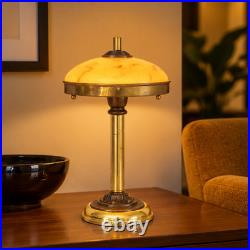 Type Deco table lamp 1930s opal glass marble brass unique piece E14 Ambria