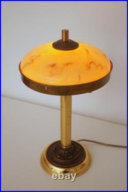 Type Deco table lamp 1930s opal glass marble brass unique piece E14 Ambria