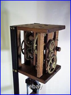 Unique Vintage Wood/Brass Clock Parts Industrial/Steampunk Table/Desk Lamp/Light