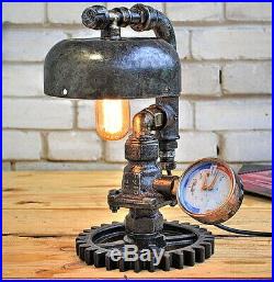 Unique handmade lamp from vintage parts for plumbing and mechanics ooak gift