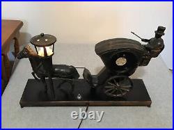 United Metal Goods Hansom Cab Mantle Clock And Lamp Horse & Carriage Animated