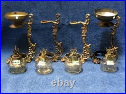 VAPO CRESOLENE Miniature LAMP 4 Fonts, 4 Burners, 4 Holders c1890 Original PARTS