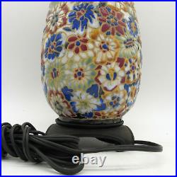 VINTAGE ANTIQUE CHINESE VASE LAMP FLOWERS ASIAN ORIENTAL PORCELAIN MOSAIC table