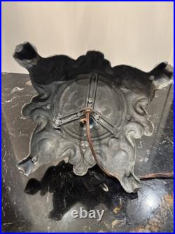 VINTAGE Blue Slag Glass Electric Table Lamp WithMetal Details 18- Parts