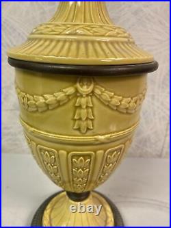 VINTAGE Ornate Yellow Ceramic MADE IN GERMANY Lamp Light PARTS ANTIQUE COOL RARE