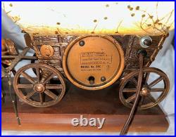 VINTAGE United Clock Model No. 550 Covered Wagon Brass Lamp / Clock USED/WORKS