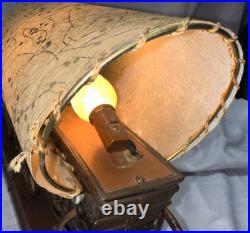VINTAGE United Clock Model No. 550 Covered Wagon Brass Lamp / Clock USED/WORKS