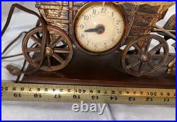 VINTAGE United Clock Model No. 550 Covered Wagon Brass Lamp / Clock USED/WORKS