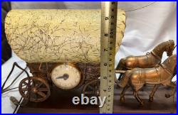 VINTAGE United Clock Model No. 550 Covered Wagon Brass Lamp / Clock USED/WORKS