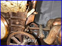 VINTAGE United Clock Model No. 550 Covered Wagon Brass Lamp / Clock USED/WORKS
