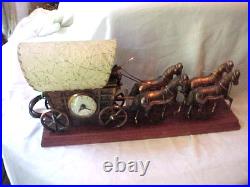 VINTAGE United Clock Model No. 550 Covered Wagon Brass Lamp / Clock Works Great