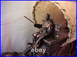 VINTAGE United Clock Model No. 550 Covered Wagon Brass Lamp / Clock Works Great