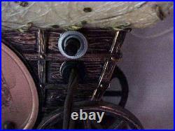 VINTAGE United Clock Model No. 550 Covered Wagon Brass Lamp / Clock Works Great