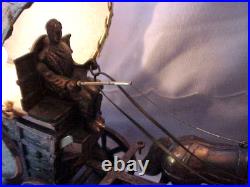 VINTAGE United Clock Model No. 550 Covered Wagon Brass Lamp / Clock Works Great VINTAGE United Clock Model No. 550 Covered Wagon Brass Lamp / Clock Works Great