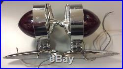 VINTAGE YANKEE ACCESSORY Stop TAIL LIGHTS twin-lites red Lenses 12 volt RAT ROD