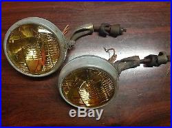VINTAGE pair B-L-C 2002-C 5-3/4 6volt Fog lamps w MOUNTING BRACKET amber