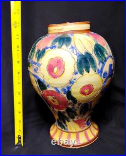 VTG 12 Majolica HandPainted Sgraffito Style Lamp Base Part/Vase Italy C. T. N. Y