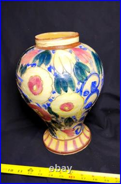 VTG 12 Majolica HandPainted Sgraffito Style Lamp Base Part/Vase Italy C. T. N. Y