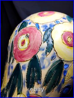 VTG 12 Majolica HandPainted Sgraffito Style Lamp Base Part/Vase Italy C. T. N. Y