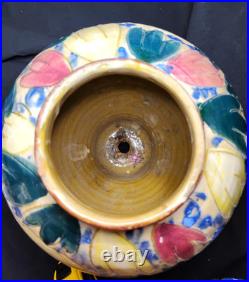 VTG 12 Majolica HandPainted Sgraffito Style Lamp Base Part/Vase Italy C. T. N. Y