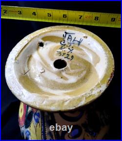 VTG 12 Majolica HandPainted Sgraffito Style Lamp Base Part/Vase Italy C. T. N. Y