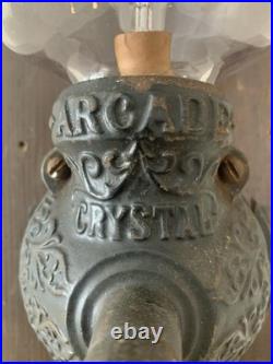 VTG Arcade Crystal Coffee Grinder LAMP, Handcrafted Cast Iron Wall Mounted, Red