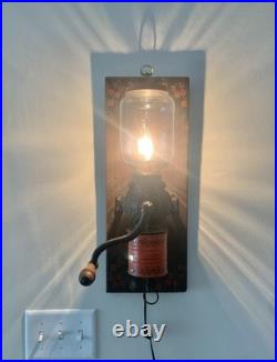 VTG Arcade Crystal Coffee Grinder LAMP, Handcrafted Cast Iron Wall Mounted, Red