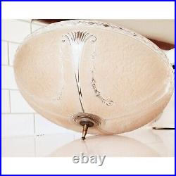 VTG Art Deco Glass Lamp Shade Chandelier Light Fixture Peach Tan Beige 16 PARTS