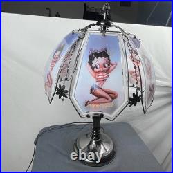 VTG Betty Boop Touch Table Lamp 6 Glass Panel Shade 19.5 AS IS Parts Repair