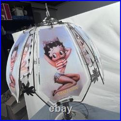 VTG Betty Boop Touch Table Lamp 6 Glass Panel Shade 19.5 AS IS Parts Repair