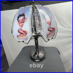 VTG Betty Boop Touch Table Lamp 6 Glass Panel Shade 19.5 AS IS Parts Repair