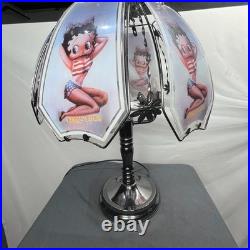 VTG Betty Boop Touch Table Lamp 6 Glass Panel Shade 19.5 AS IS Parts Repair