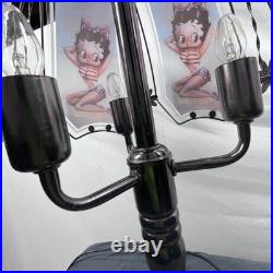 VTG Betty Boop Touch Table Lamp 6 Glass Panel Shade 19.5 AS IS Parts Repair