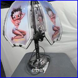 VTG Betty Boop Touch Table Lamp 6 Glass Panel Shade 19.5 AS IS Parts Repair
