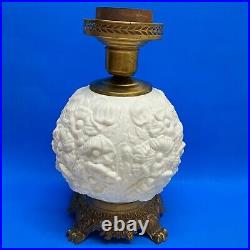 VTG Fenton White Milk Glass GWTW Banquet Parlor Poppy Lamp Base Parts ONLY READ