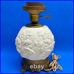 VTG Fenton White Milk Glass GWTW Banquet Parlor Poppy Lamp Base Parts ONLY READ