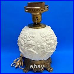 VTG Fenton White Milk Glass GWTW Banquet Parlor Poppy Lamp Base Parts ONLY READ