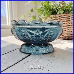 VTG Indiana Glass Colonial Blue Stars & Bars Fairy Lamp Base Bottom Only Parts